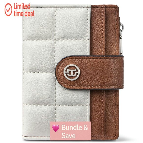 Leather RFID Blocking Bifold Wallet with Zipper Coin Pocket Compact - Picture 1 of 7